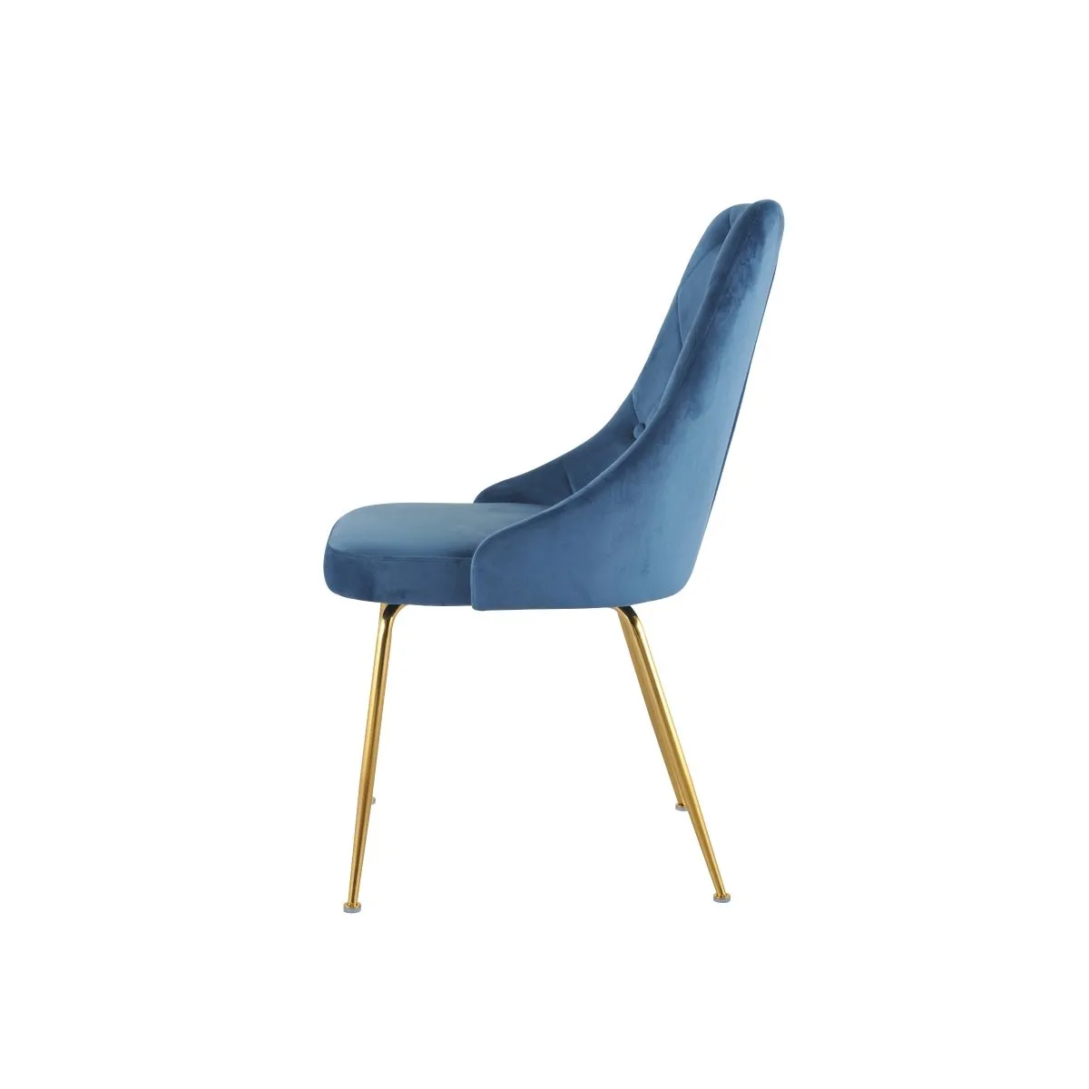 Plumeria Blue Velvet Chair with Gold Legs - Set of 2