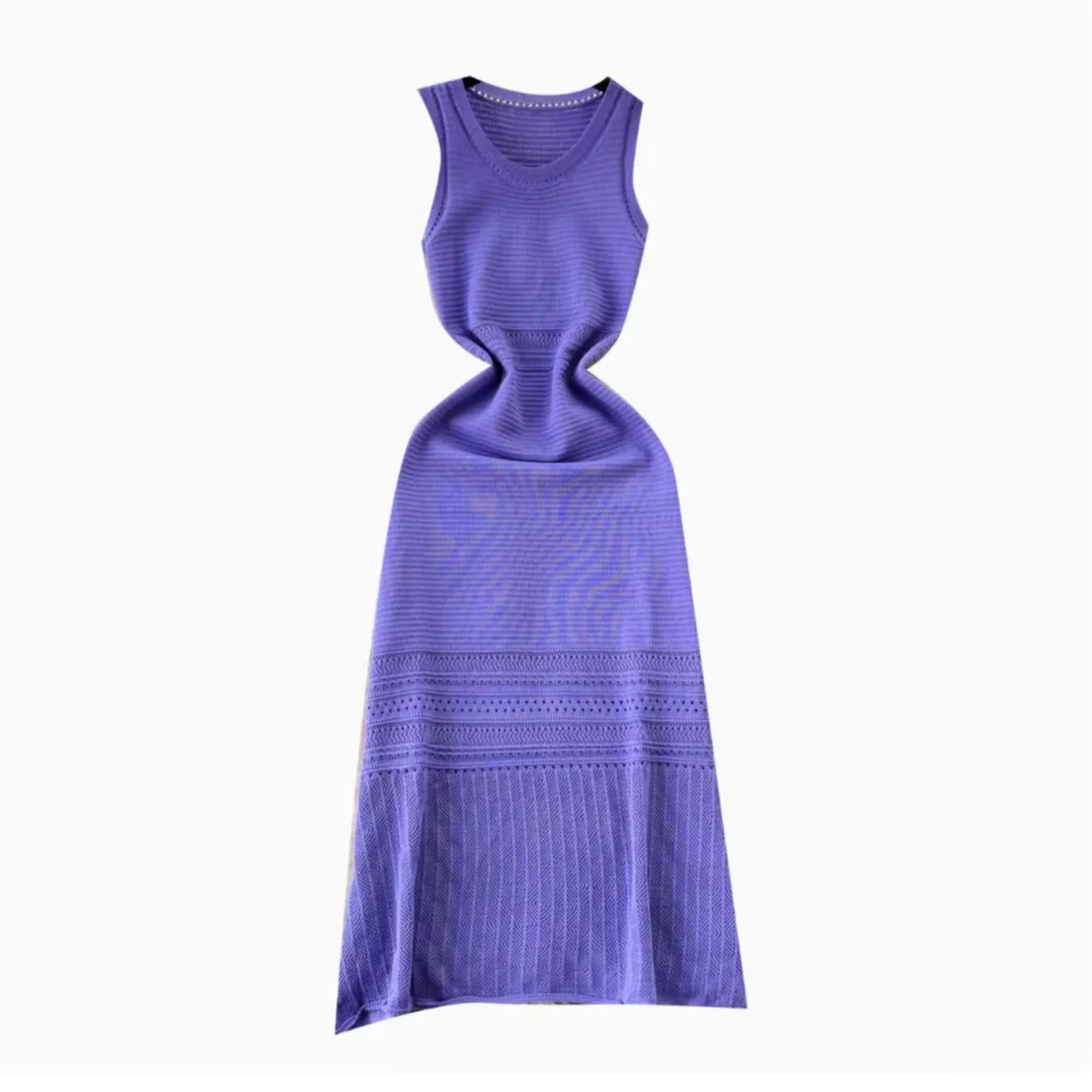 Premium Round Collar Knitted Vest Dress