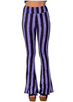 Purple Black Striped Hells Bells Flare Pants