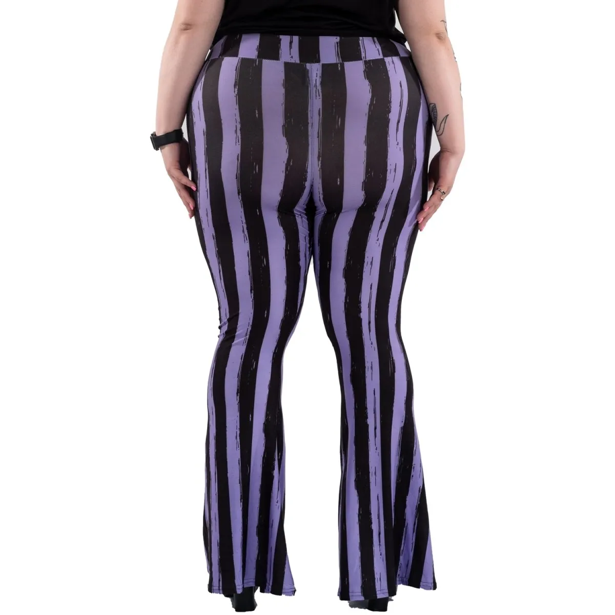 Purple Black Striped Hells Bells Flare Pants