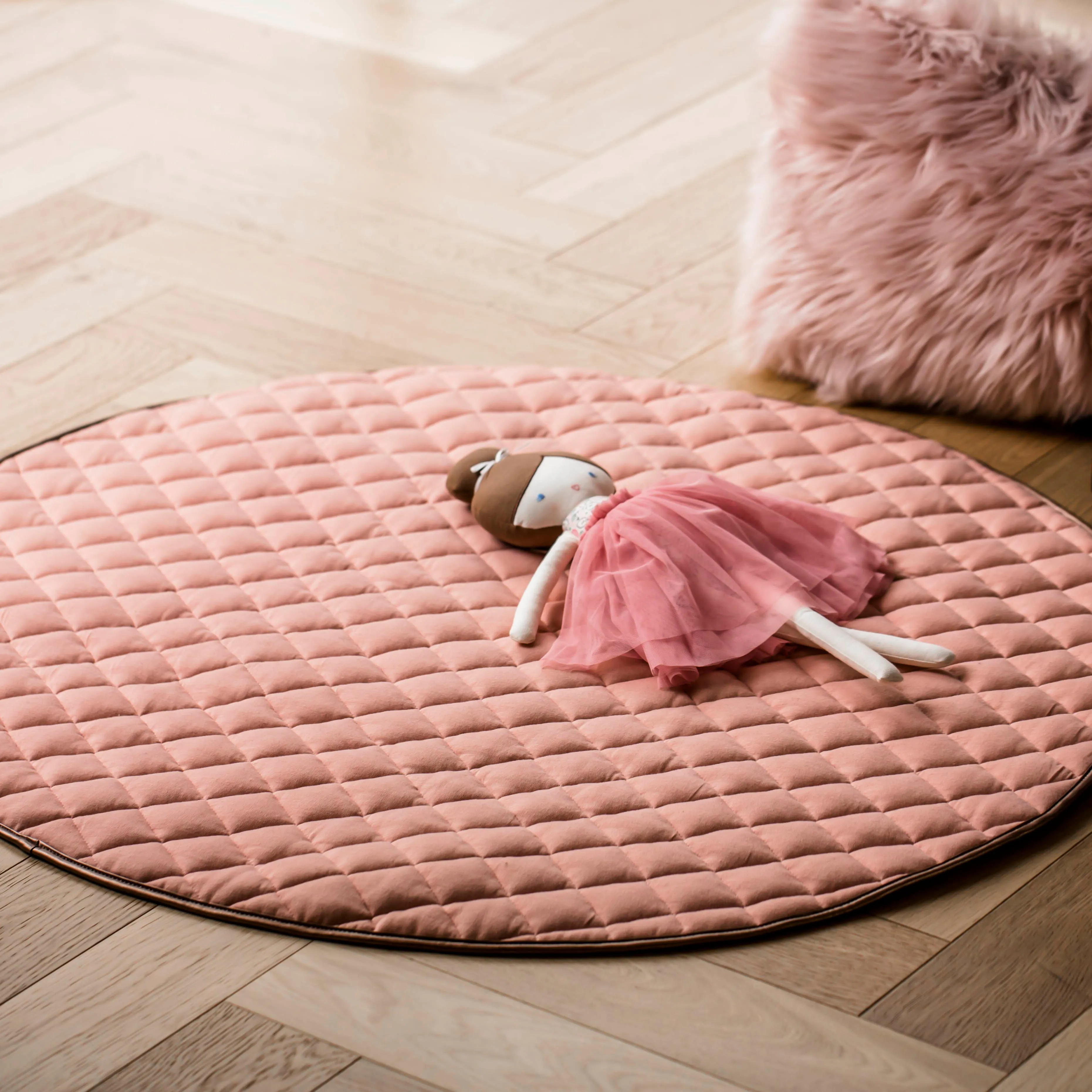 Quilted Cotton Play Mat | Dusty Pink