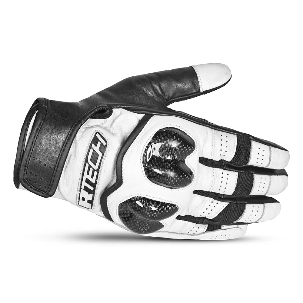 R-TECH Falcon Motorcycle Gloves Black White