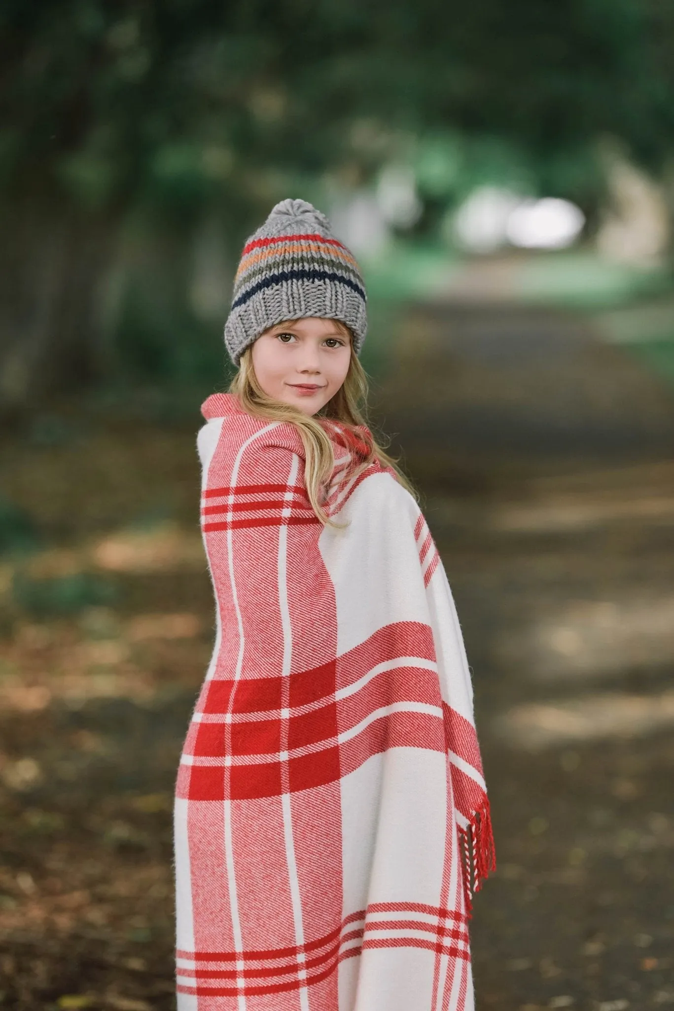 Rainbow Stripe Beanie Grey