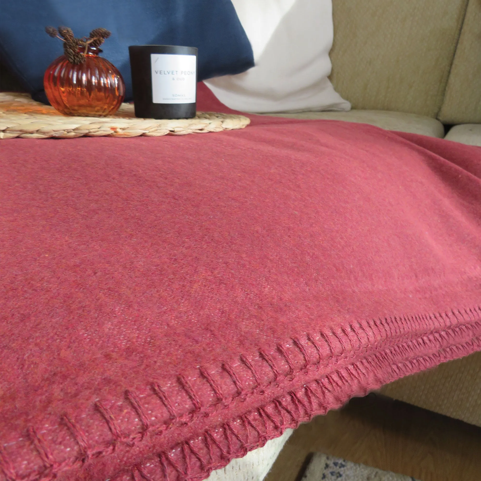 Red Cotton Flannel Throw Blanket