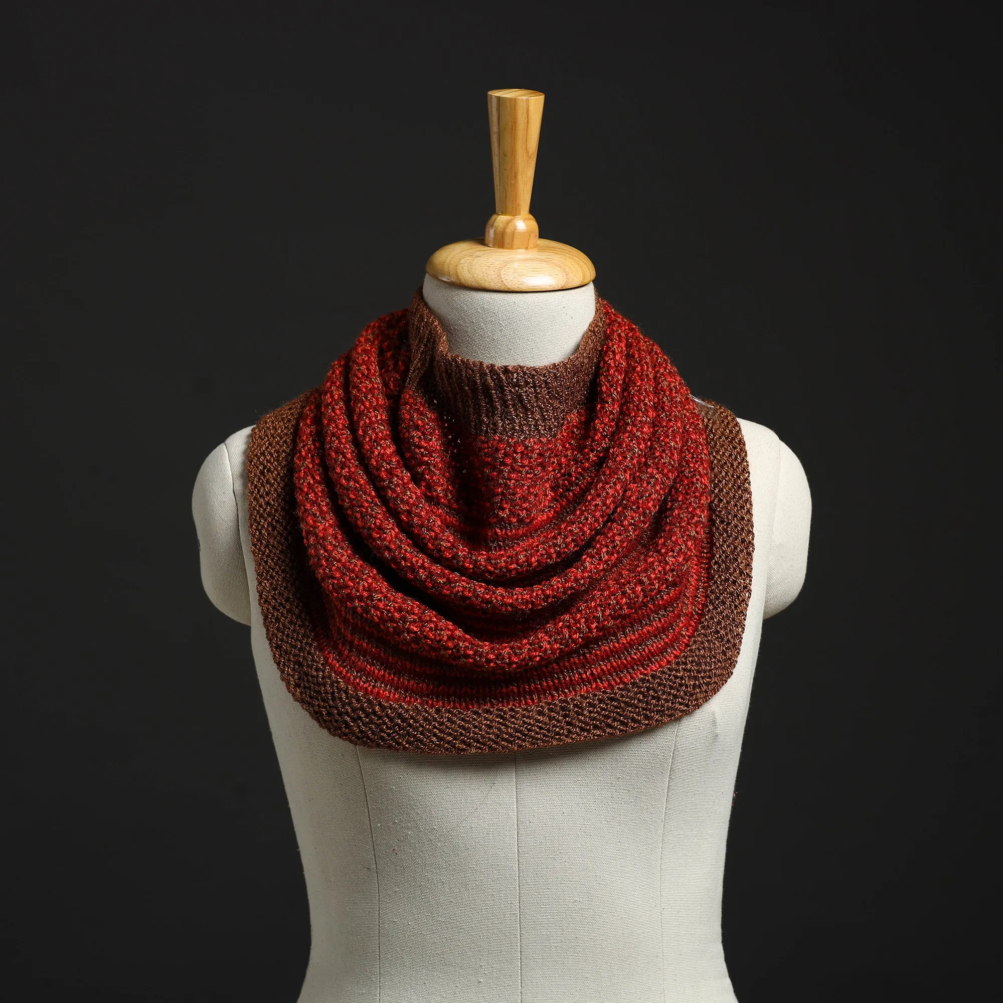 Red - Kumaun Hand Knitted Woolen Cowl 110