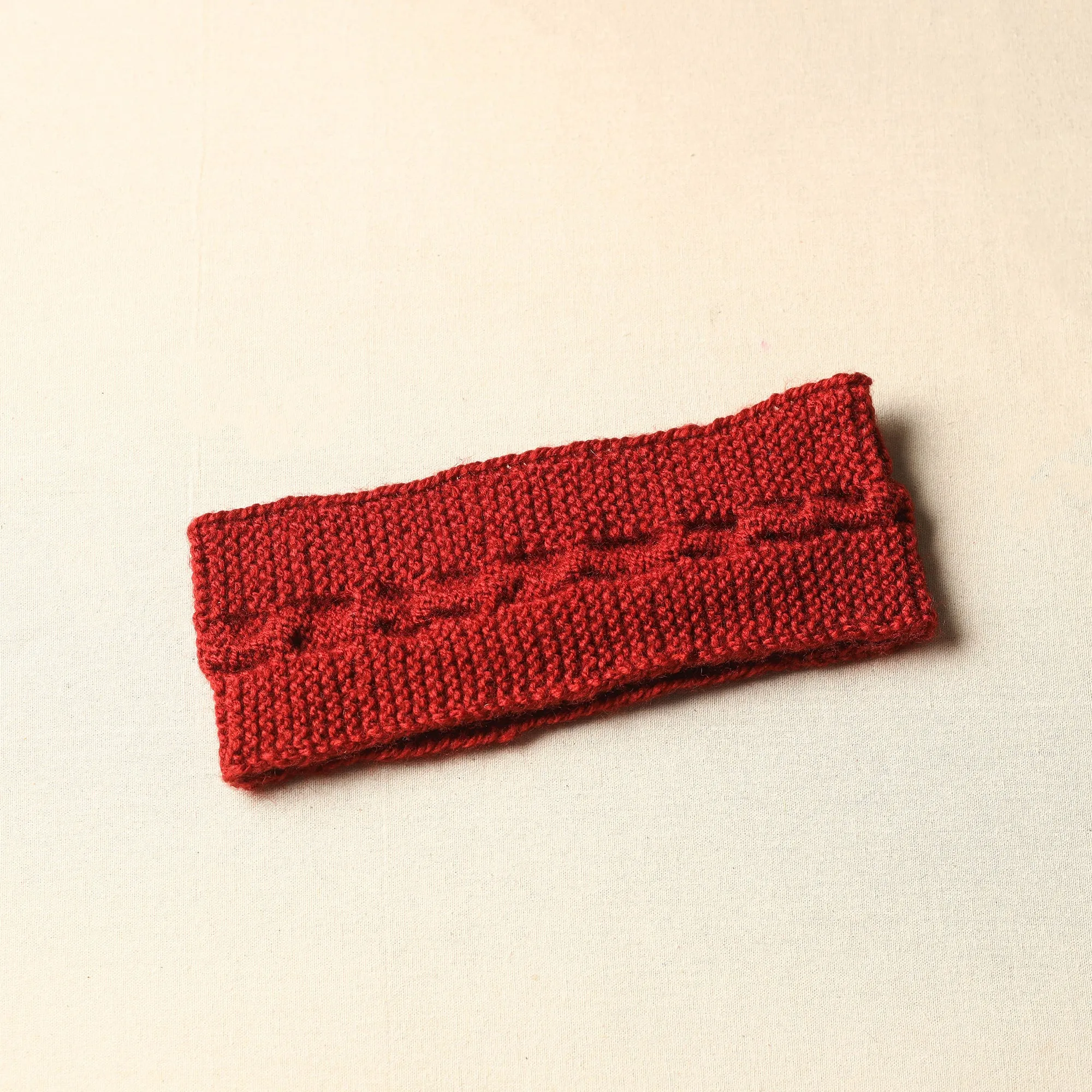 Red - Kumaun Hand Knitted Woolen Warm Headband 39