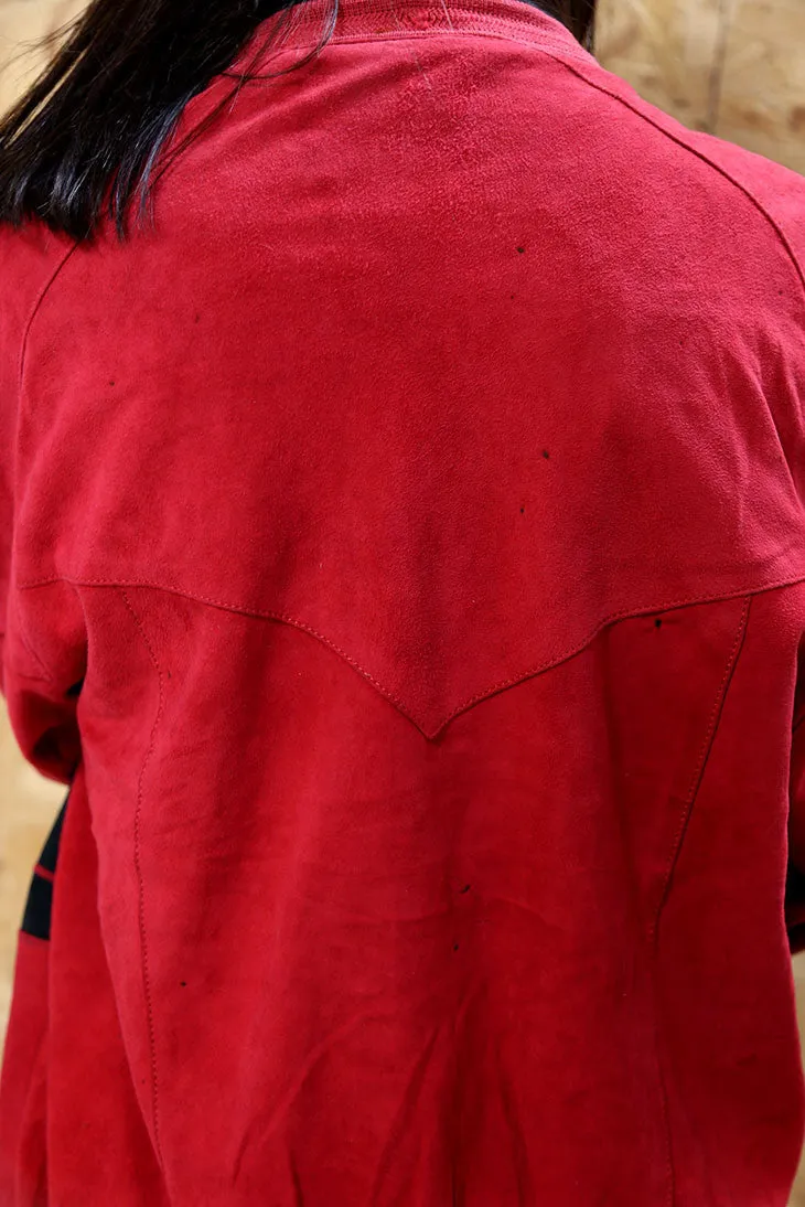 Red Suede Bomber Jacket