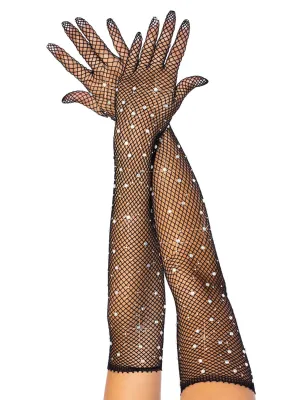 Rhinestone Opera Length Gloves