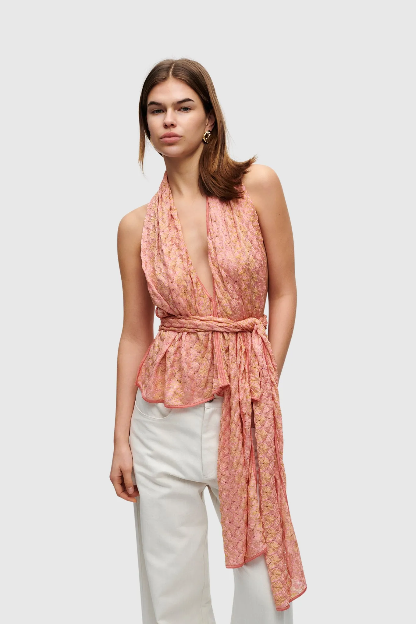 Rose Knit Scarf Set / Top