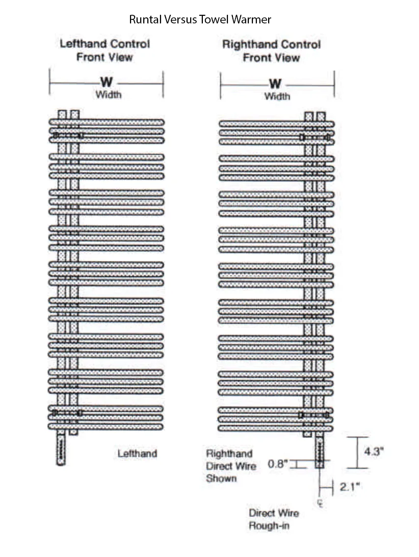 Runtal Versus VTRELG-6923 Plug in Mounted Towel Warmer - 22.8"w x 68.5"h