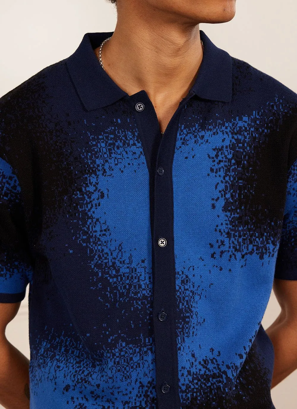 Saturn Dye Knitted Shirt | Cotton | Blue