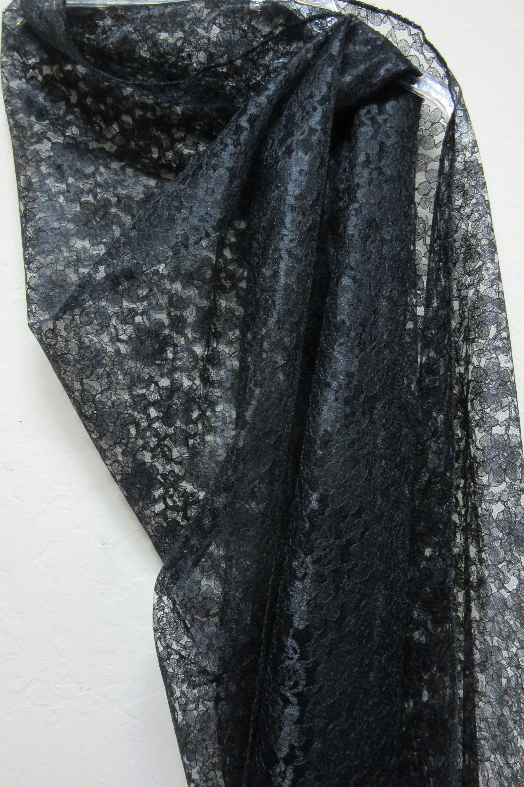 Scarf 8689 Black Net Lace Dupatta Chunni Shawl