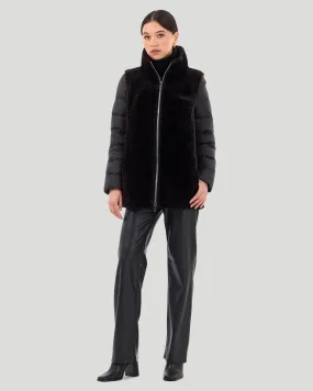 Select Shearling Lamb Jacket with Detachable Quilted Sleeves