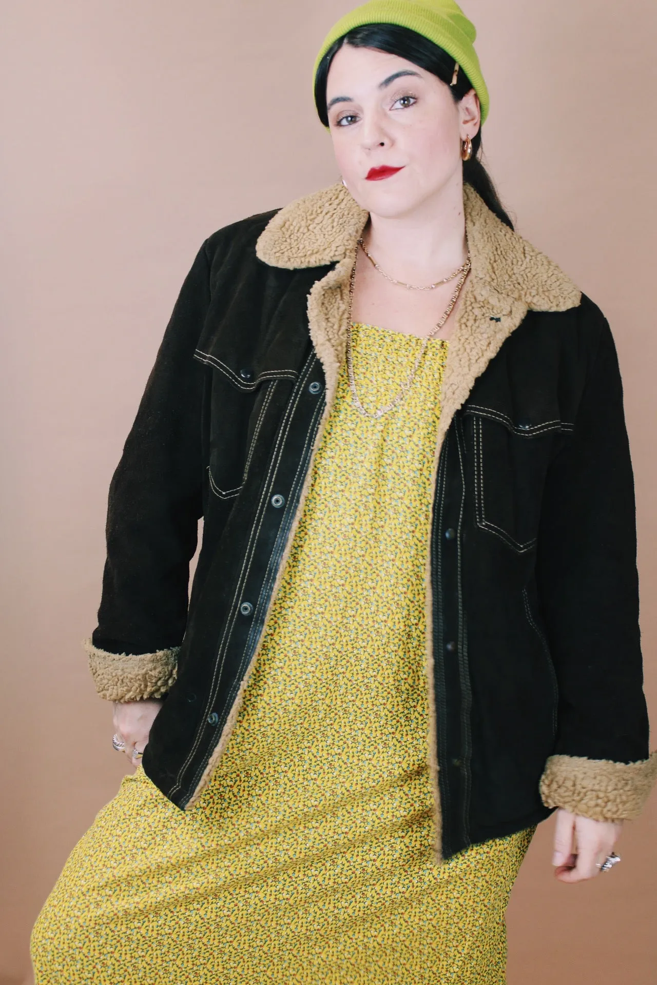 Shearling Lined Brown Suede Jacket