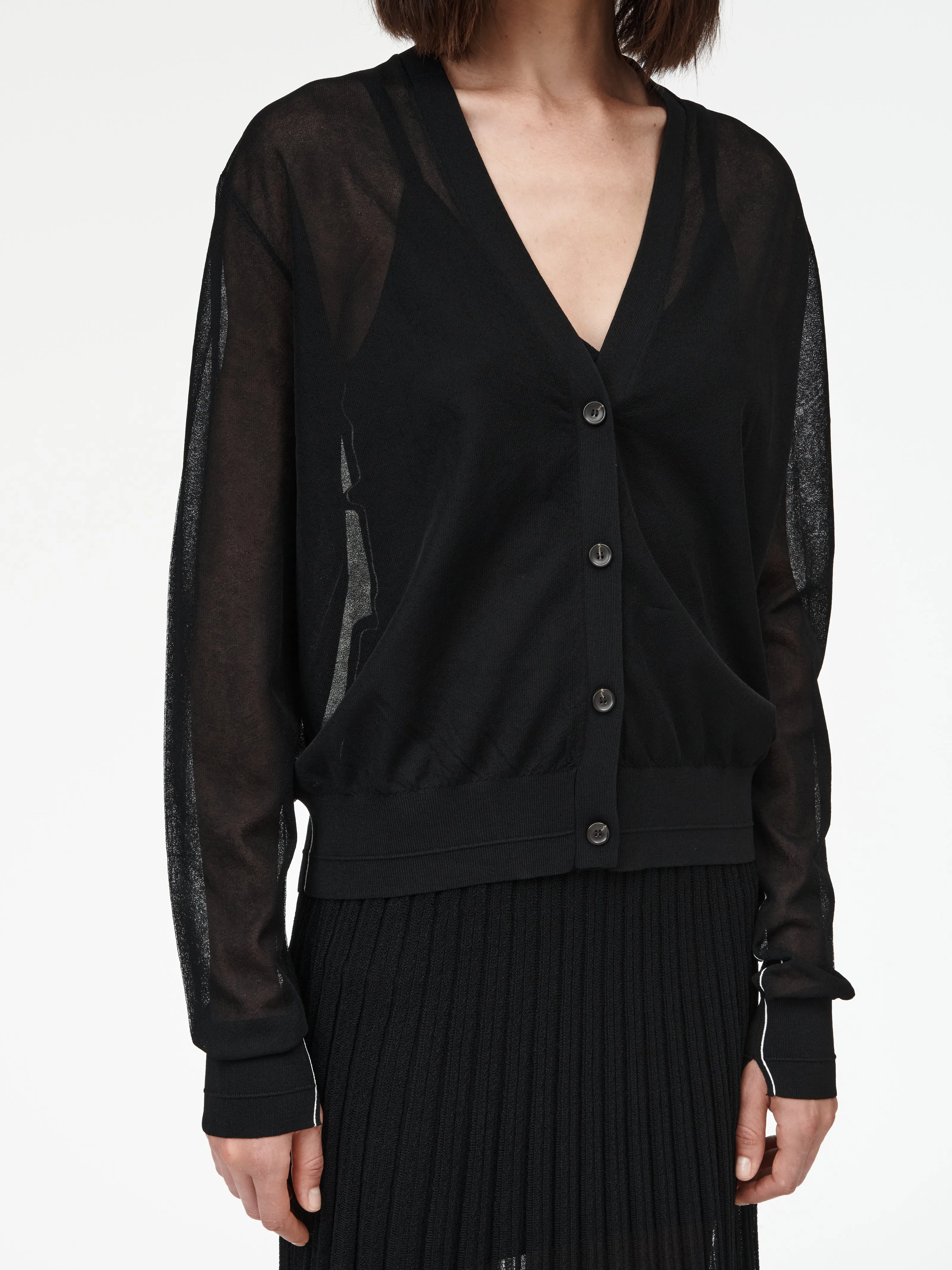 Sheer Cardigan in Black