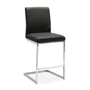 Shirelle Collection Counter Height Chair in Black Leather - Set of 2