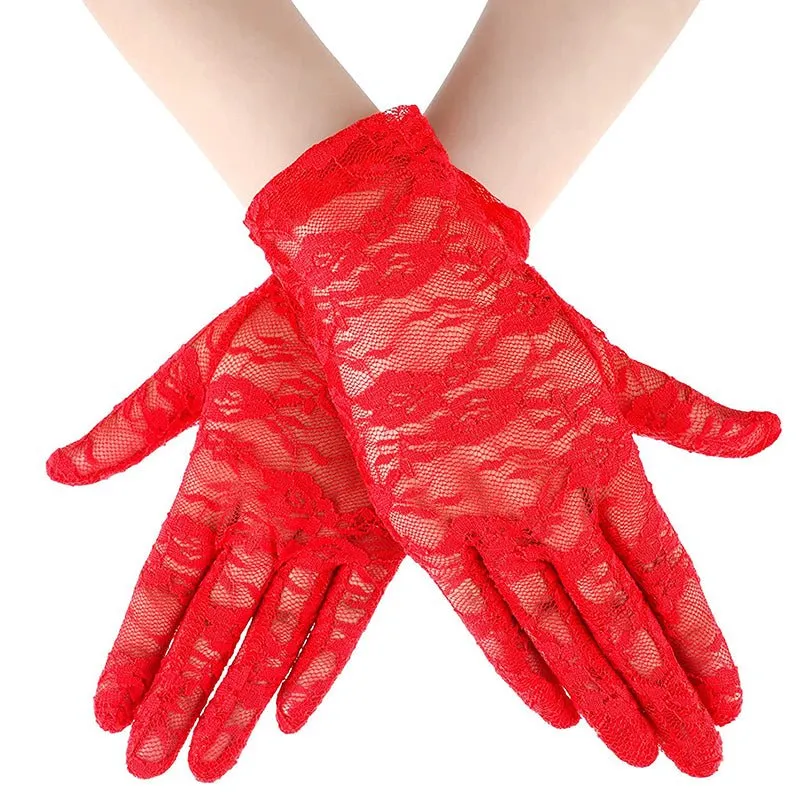 Short Lace Gloves - Red