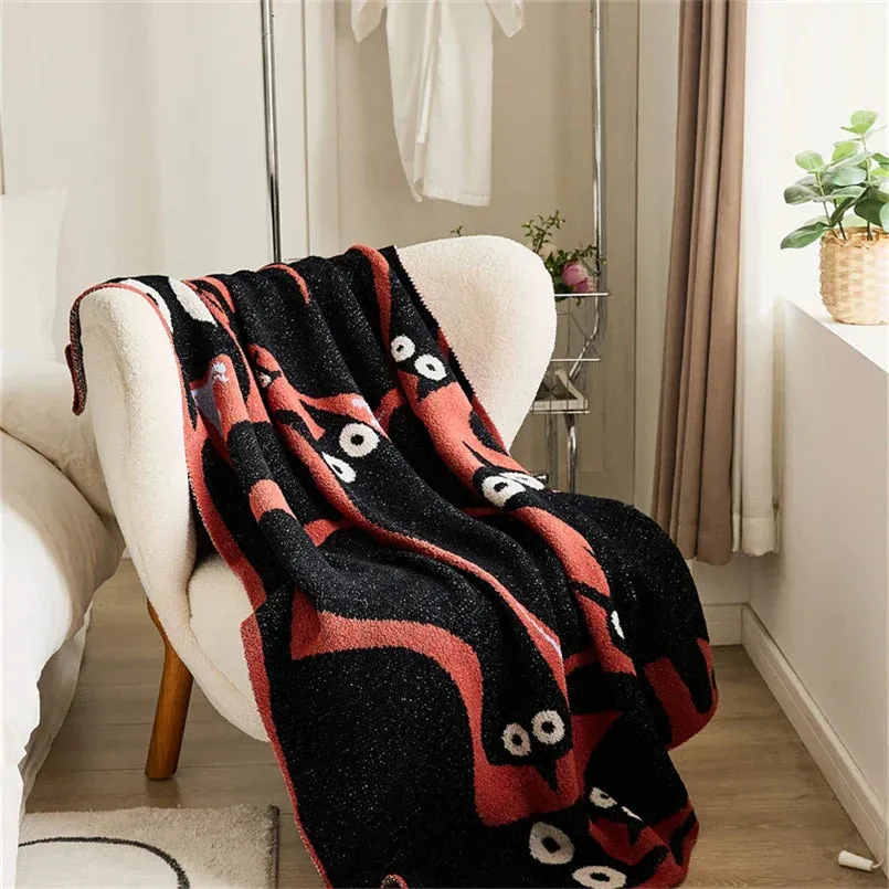 SINOTAO  -  Autumn Thickened Class A Half-side Velvet Children's Room Knitted Cartoon Cat Blanket Soft and Comfortable Shawl Blanket