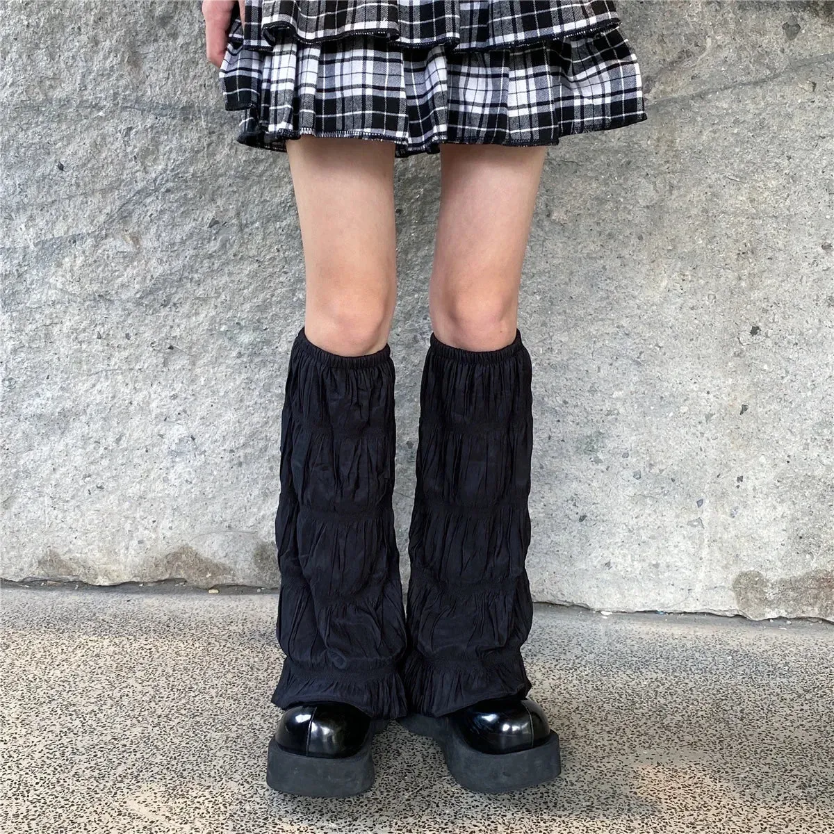 Sohiwoo Summer Pleated Leg Warmers Japanese Y2K Socks Wide-leg Harajuku Socks Hot Girl Sleeves Tube Lolita Jk Calf Socks Leg Covers