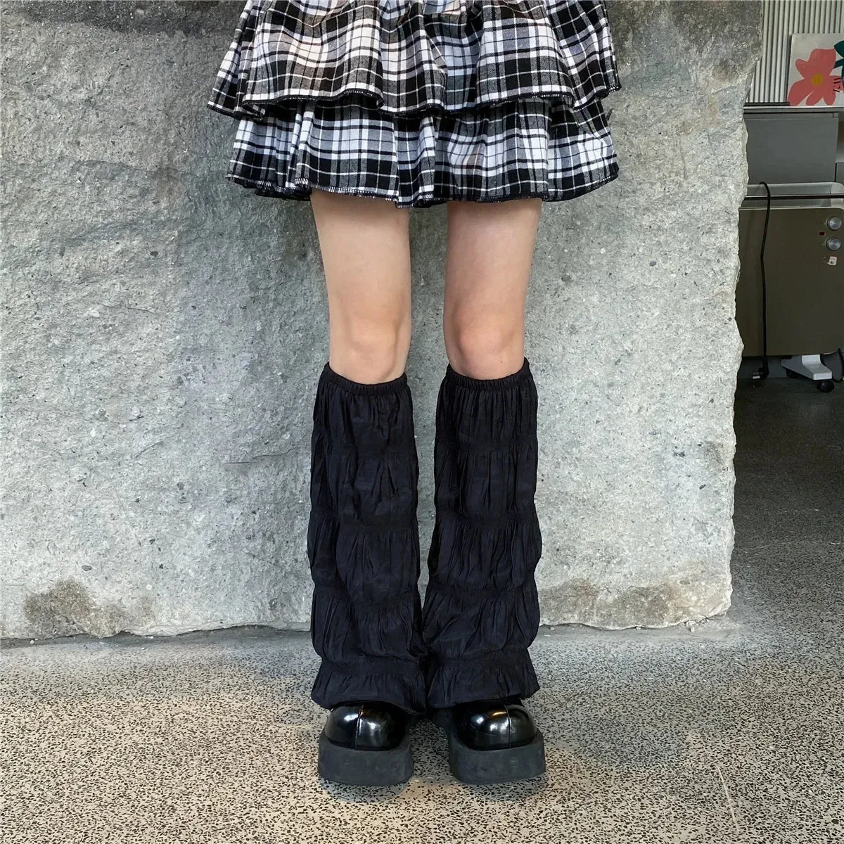 Sohiwoo Summer Pleated Leg Warmers Japanese Y2K Socks Wide-leg Harajuku Socks Hot Girl Sleeves Tube Lolita Jk Calf Socks Leg Covers