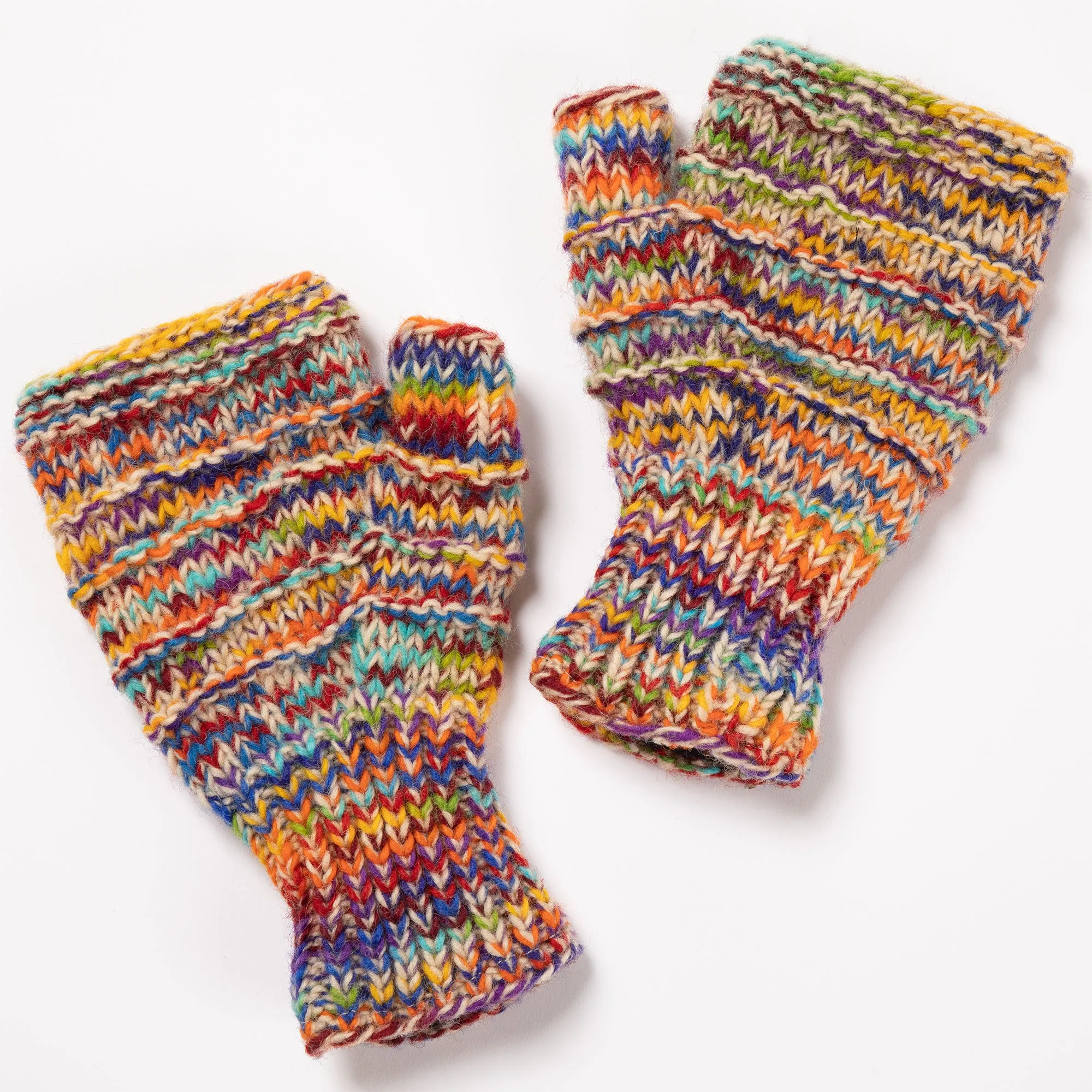 Space-Dye Hand Knit Wool Hand Warmers