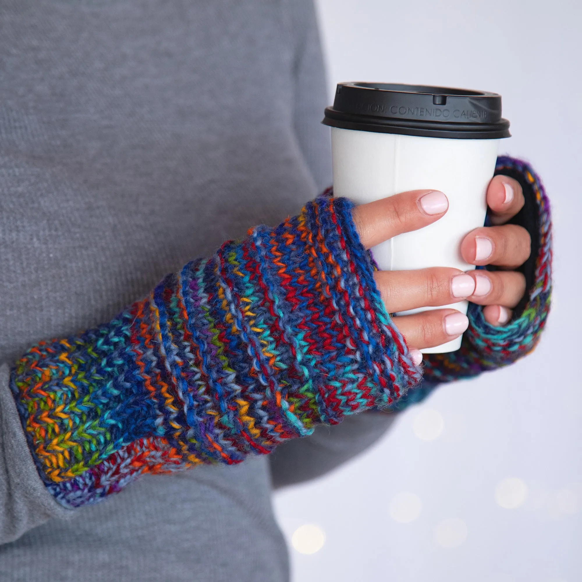 Space-Dye Hand Knit Wool Hand Warmers