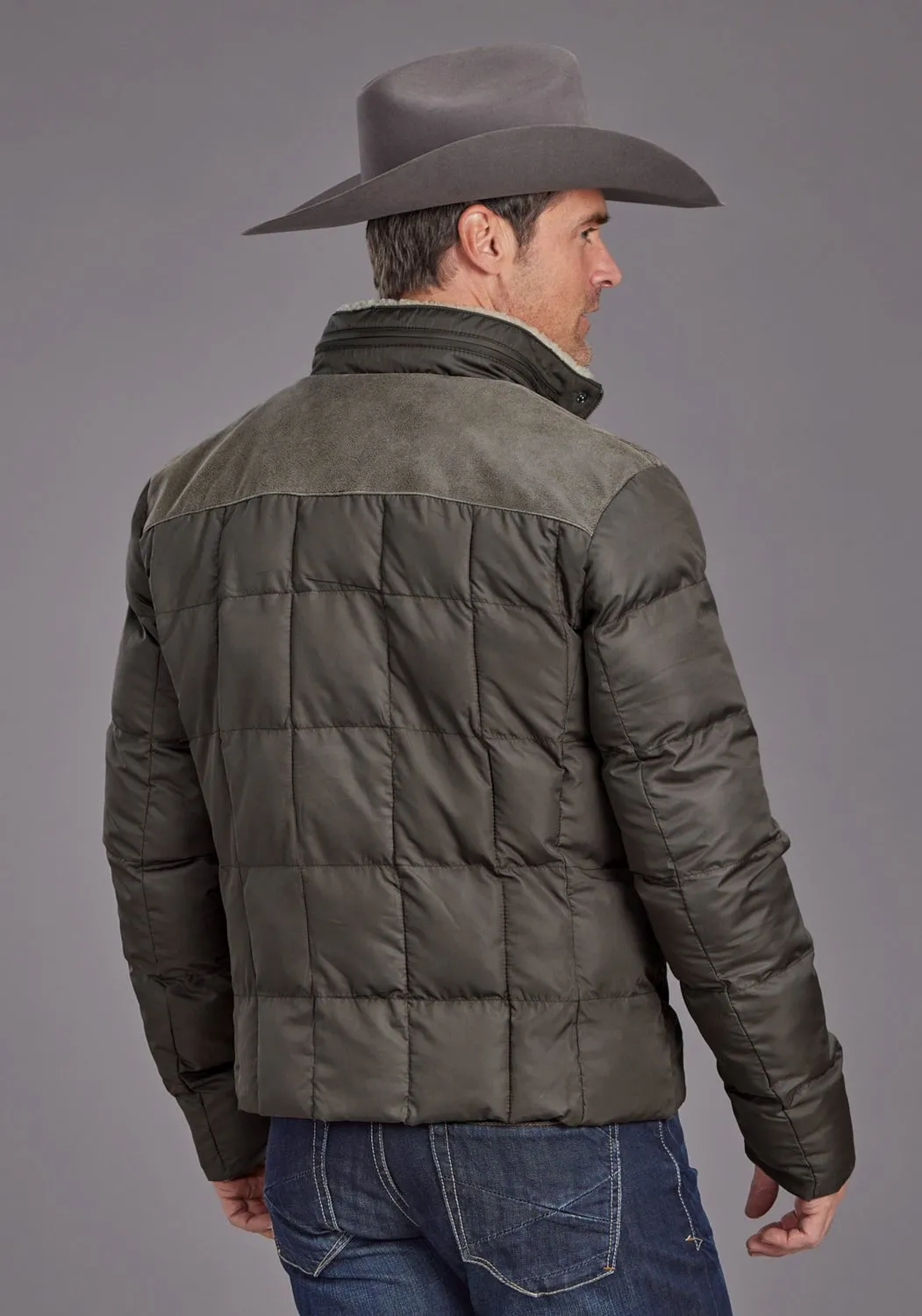 Stetson Mens Quilted Brown 100% Nylon Insulated Jacket