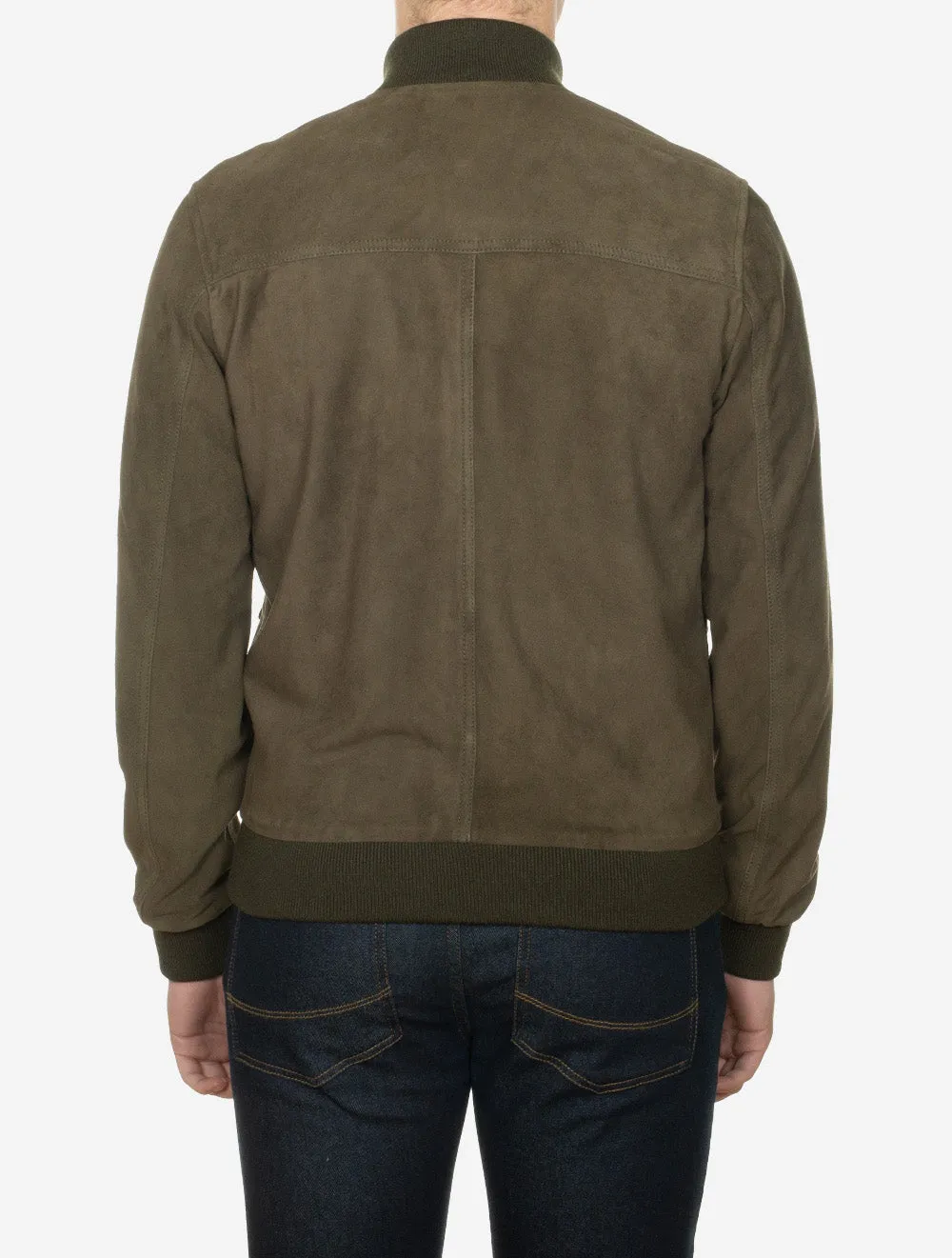 Suede Bomber Jacket Muschio Green