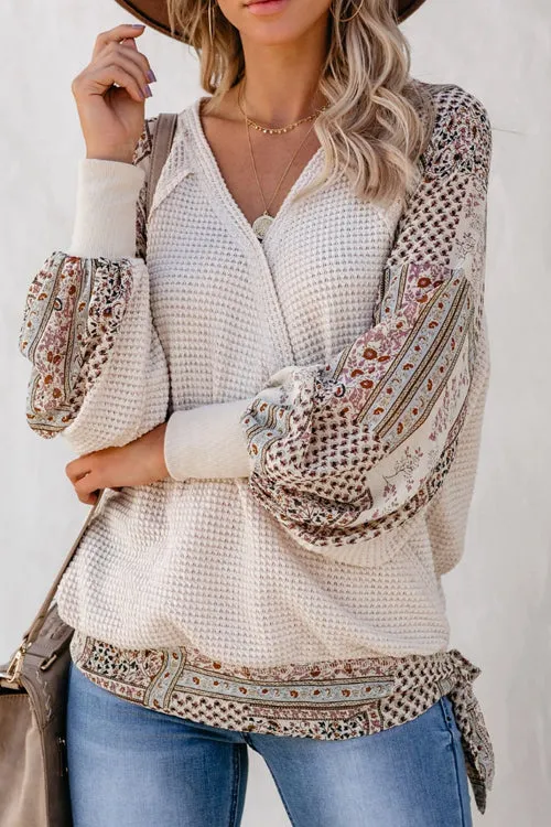 Sweetest Desire Print Wrap Knit Top