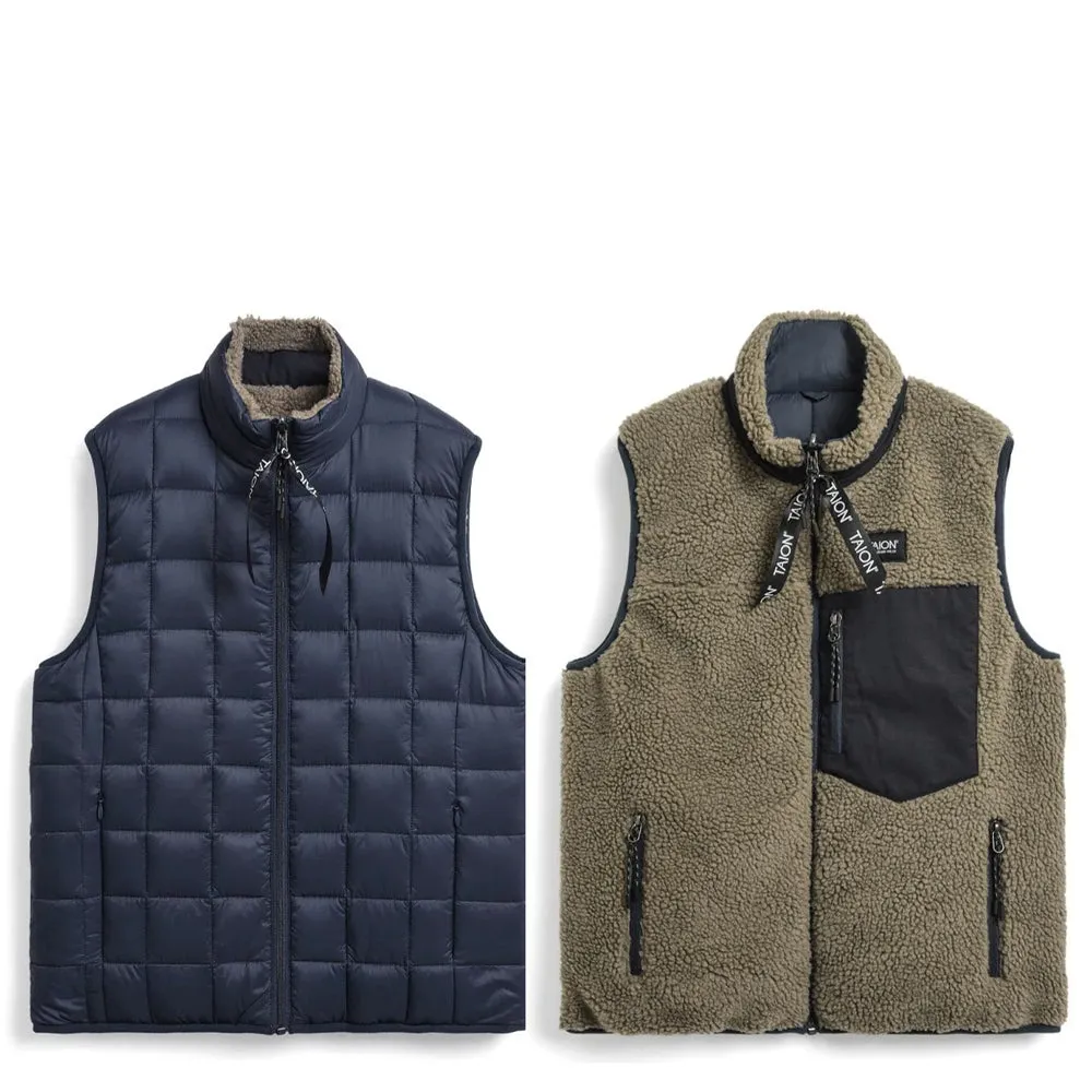 Taion Down Boa Reversible Vest Dark Navy / Beige