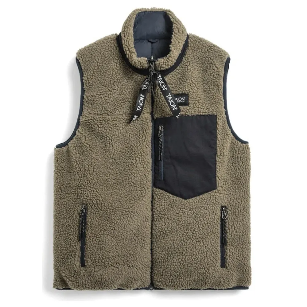 Taion Down Boa Reversible Vest Dark Navy / Beige