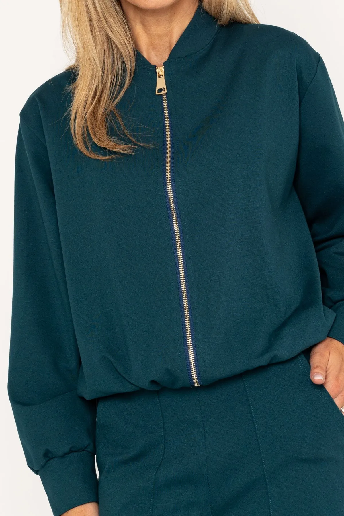 Teal Ponte Bomber Jacket