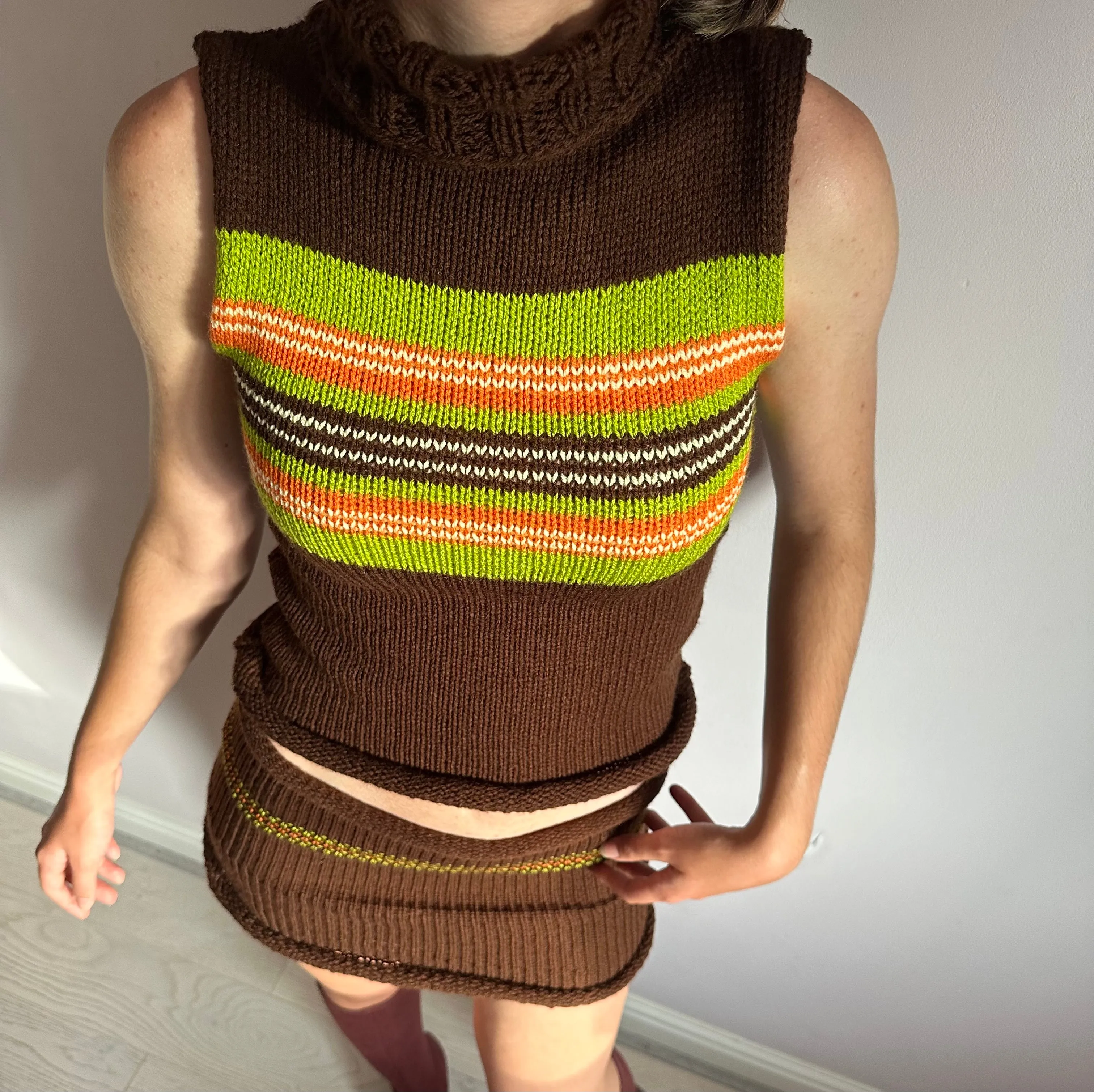 The Linea Vest - striped turtleneck knit vest