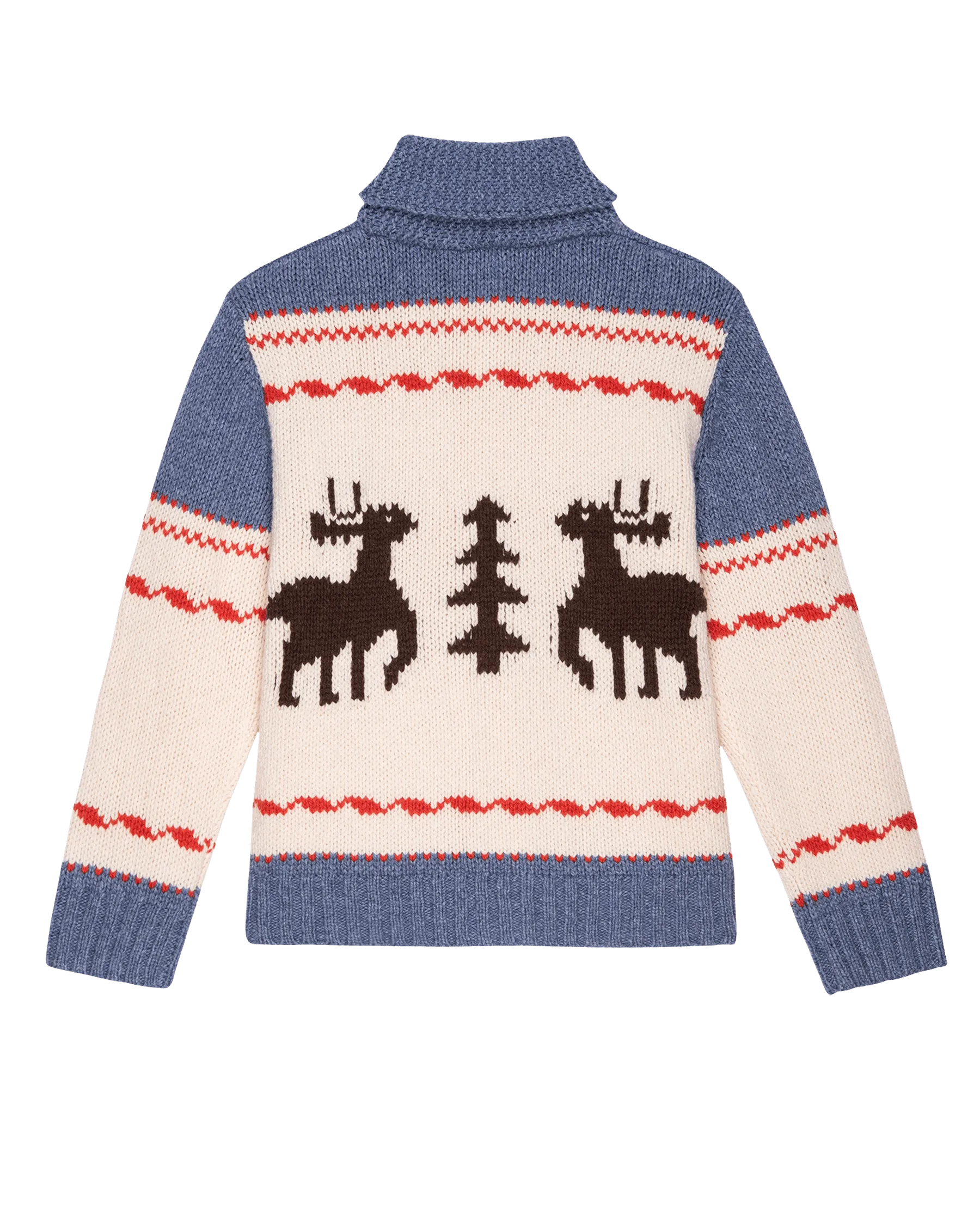 The Shawl Collar Full-Zip Sweater. -- Moose Track Fair Isle