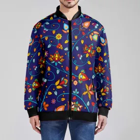 Thorny Path Blue Zippered Collared Lightweight Jacket