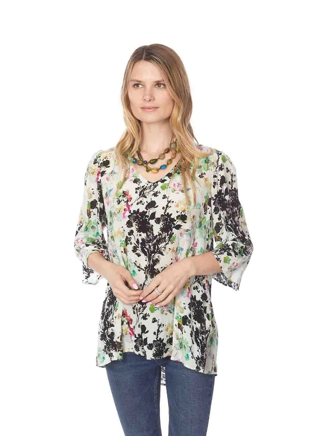 Tianello “Quito” Print Washable Silk "Vanna" Blouse