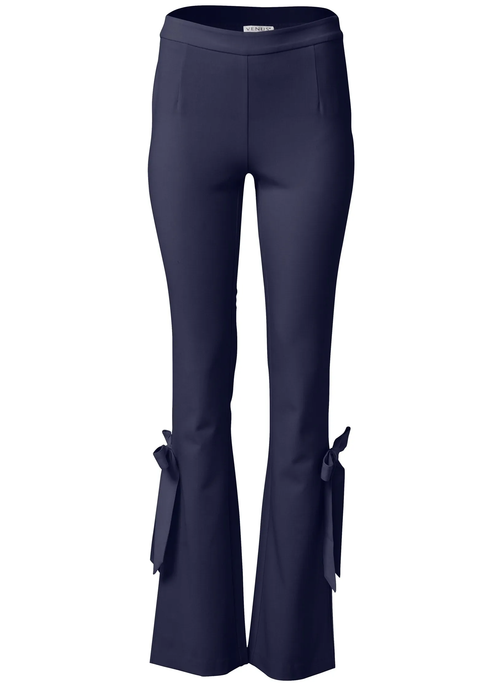 Tie Bow Hem Pants - Navy