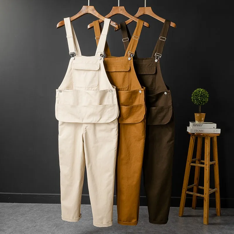 Unisex Retro Style Casual Multi-Pocket Overall Cargo Pants