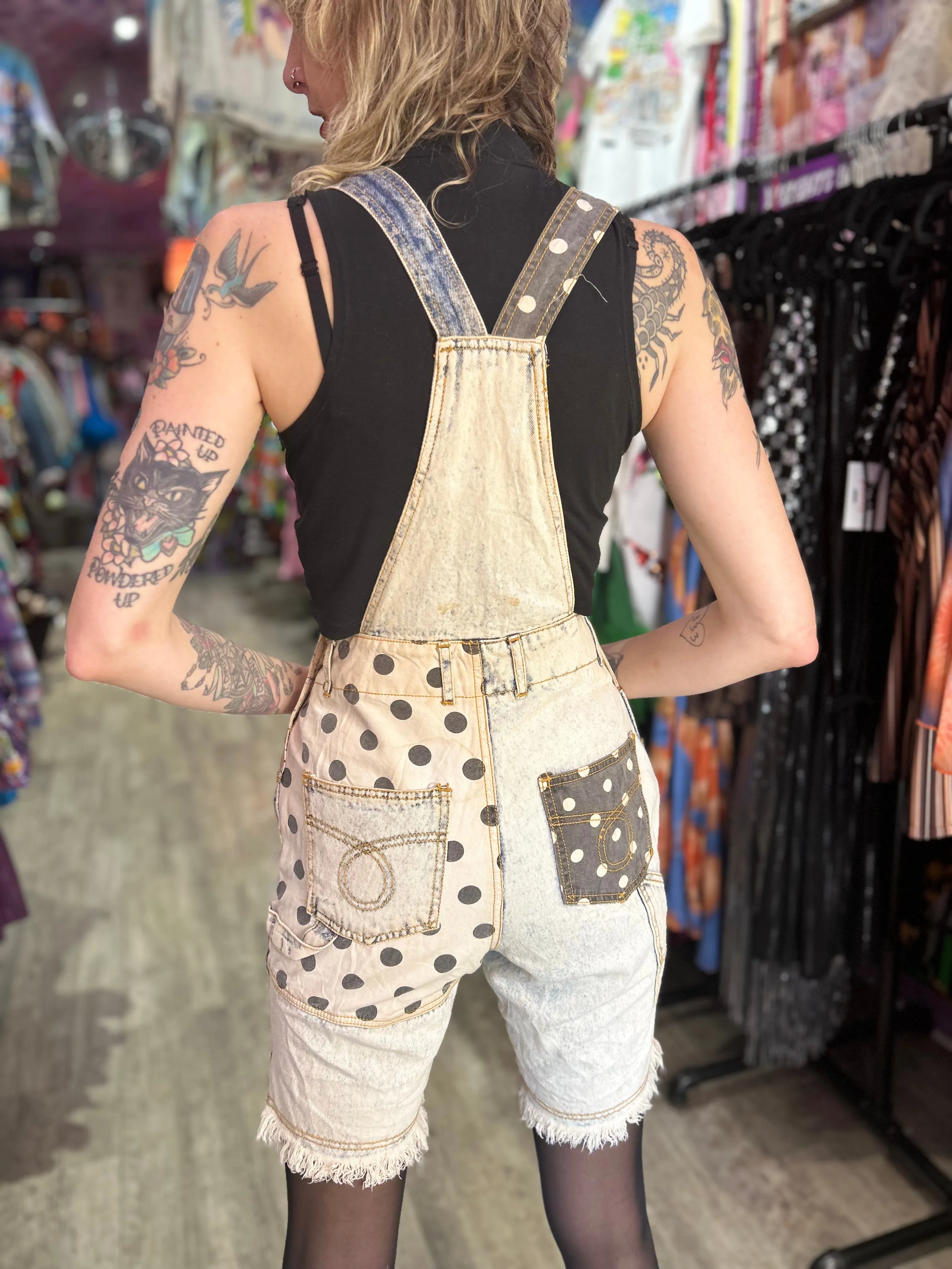 Vintage 80’s Acid Wash Jean Short Overall