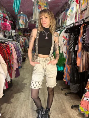 Vintage 80’s Acid Wash Jean Short Overall