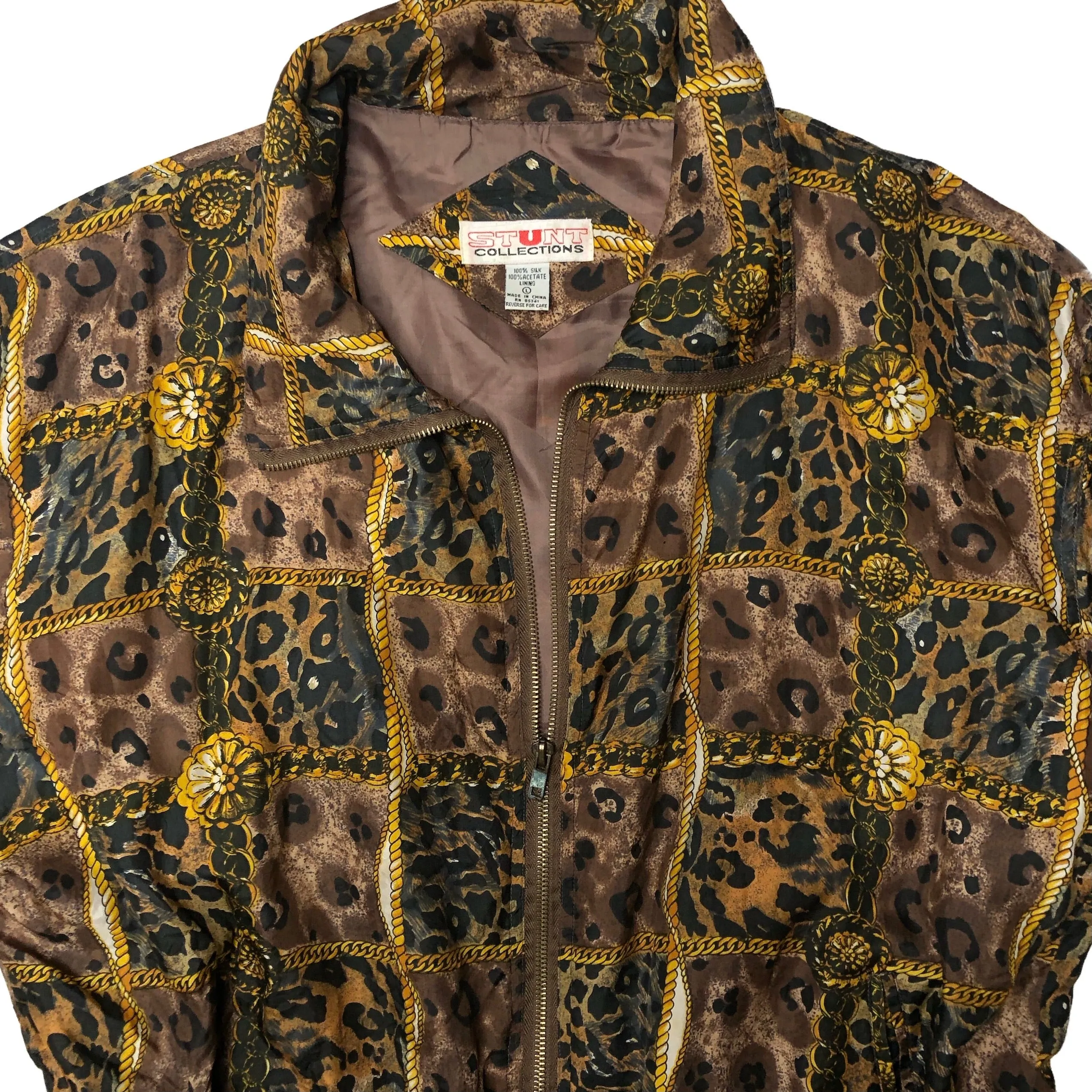 VINTAGE ANIMAL PRINT BOMBER JACKET