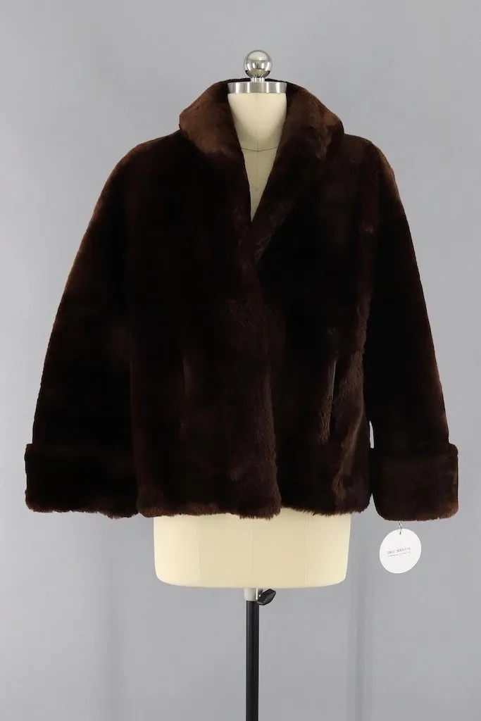 Vintage Brown Mouton Fur Coat