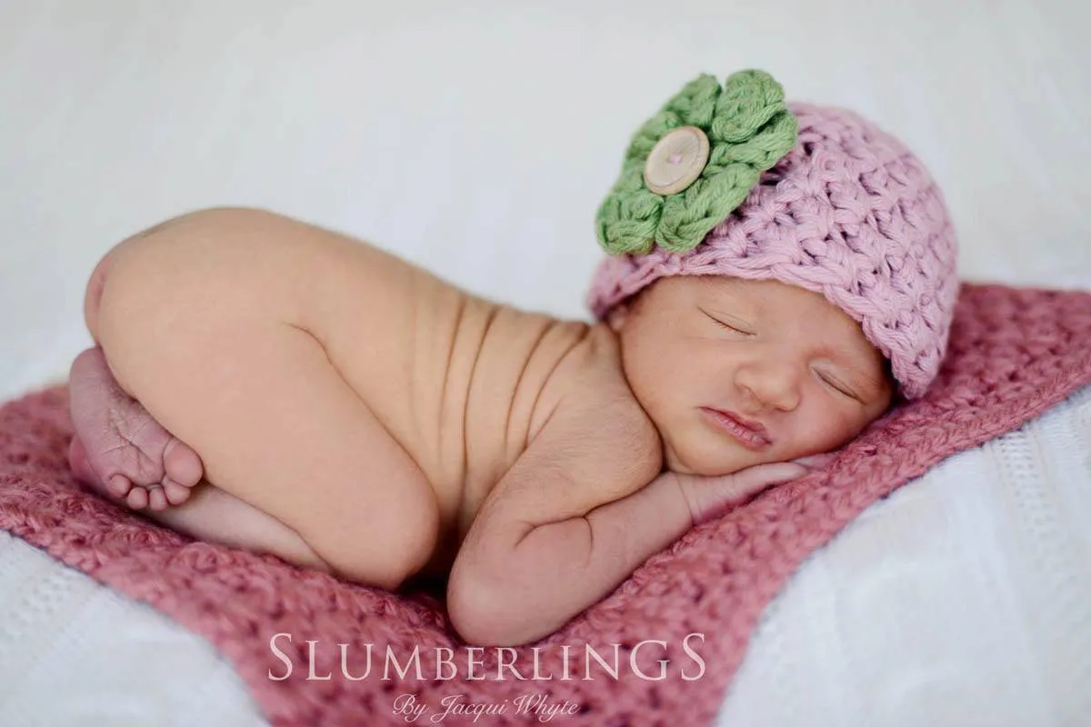 Vintage Pink Newborn Beanie Hat