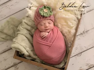 Vintage Pink Newborn Beanie Hat