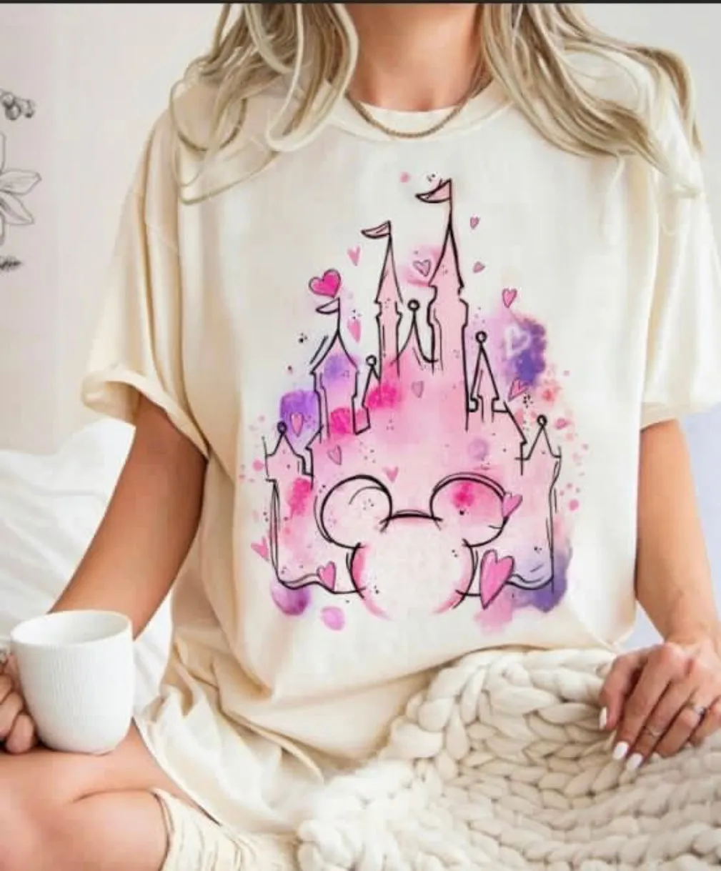 Watercolor Magical Castle Shirt for Women