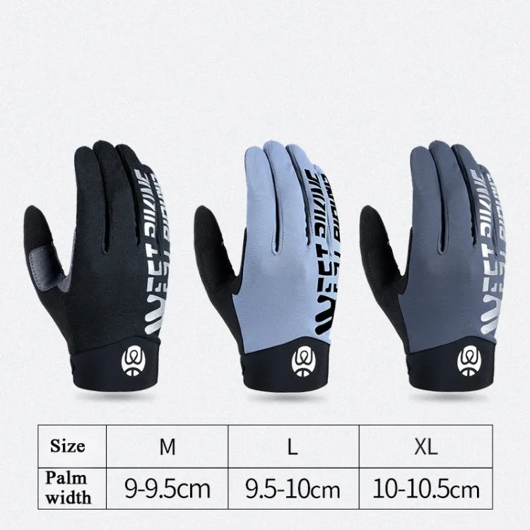 WEST BIKING YP0211214 Long Finger Shock Absorption Non-Slip Touch Screen Gloves Cycling Sports Gloves, Size: L(Black)