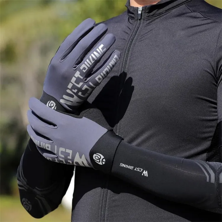 WEST BIKING YP0211214 Long Finger Shock Absorption Non-Slip Touch Screen Gloves Cycling Sports Gloves, Size: L(Black)