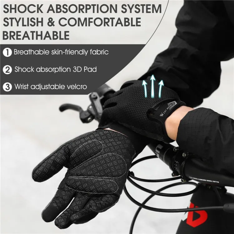 WEST BIKING YP0211223 Full-Finger Gloves For Cycling Shock Absorption Non-Slip Touch Screen Gloves, Size: L(Black)