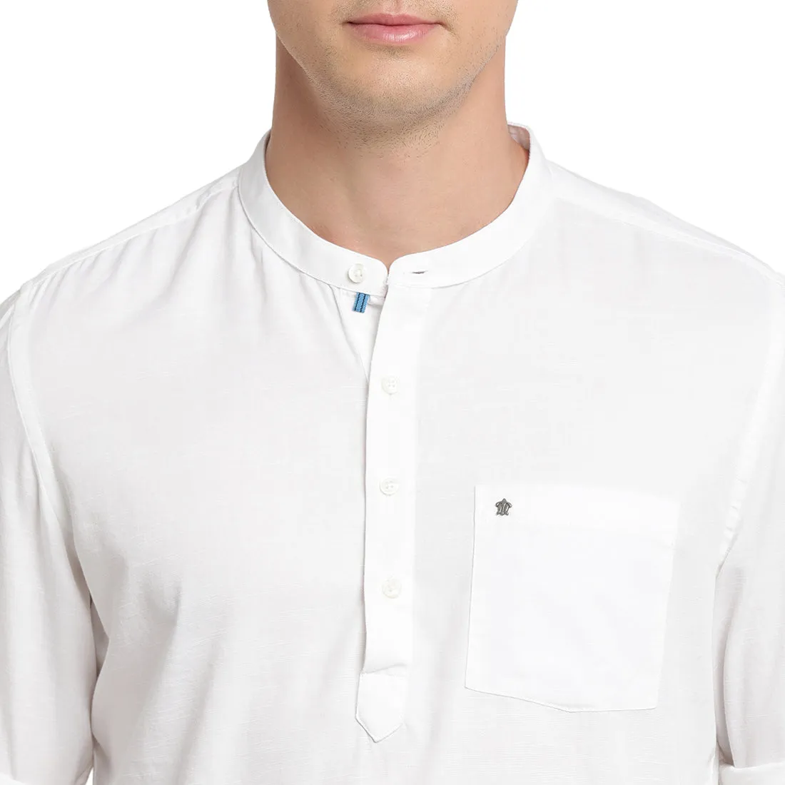 White Pure Cotton Solid Kurta Shirt