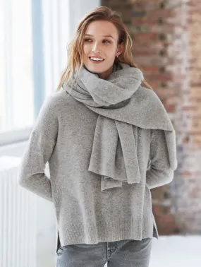 White   Warren - Cashmere Travel Wrap in Misty Grey Heather